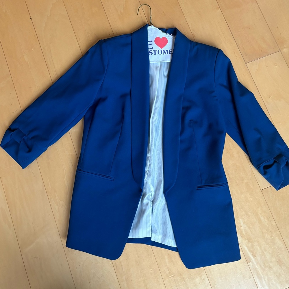 DKNY Blue Open-Front Blazer